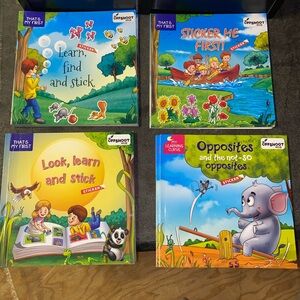 Kids Sticker Books Set  of 4 - Colorful Learning Fun